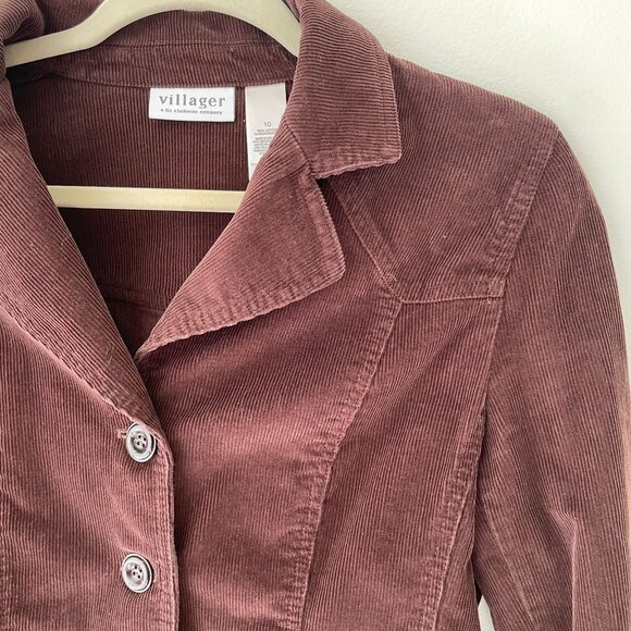 Womens Brown Corduroy Blazer Jacket Liz Claiborne Size 10 Button Front - Picture 2 of 5